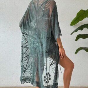 Women's Vacation Style Long Kimono Cardigan With Star Lace, ONE SIZE  New
